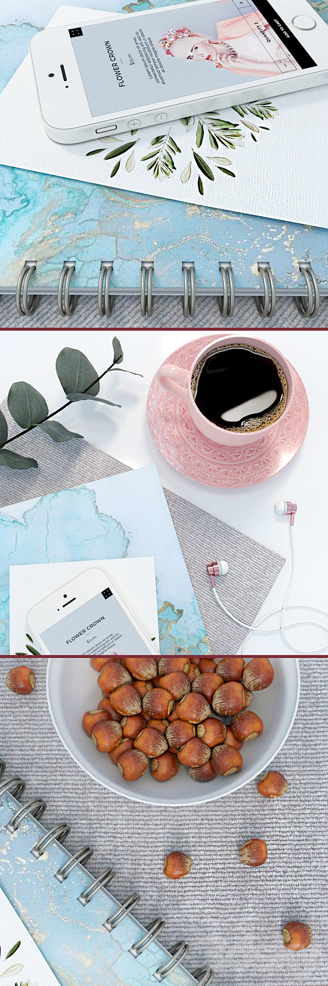 Decorative FLAT LAY set 3d