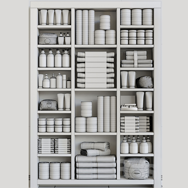 Cabinet with a collection of white cosmetics 3. Make Up and bathroom accessories 3DSMax File - thumbnail 2