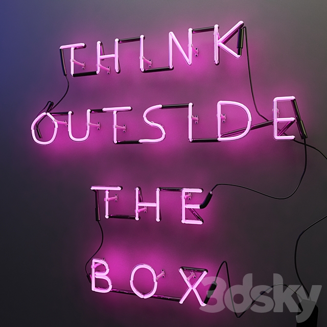 Neon Sign (Think Outside The Box) 3d
