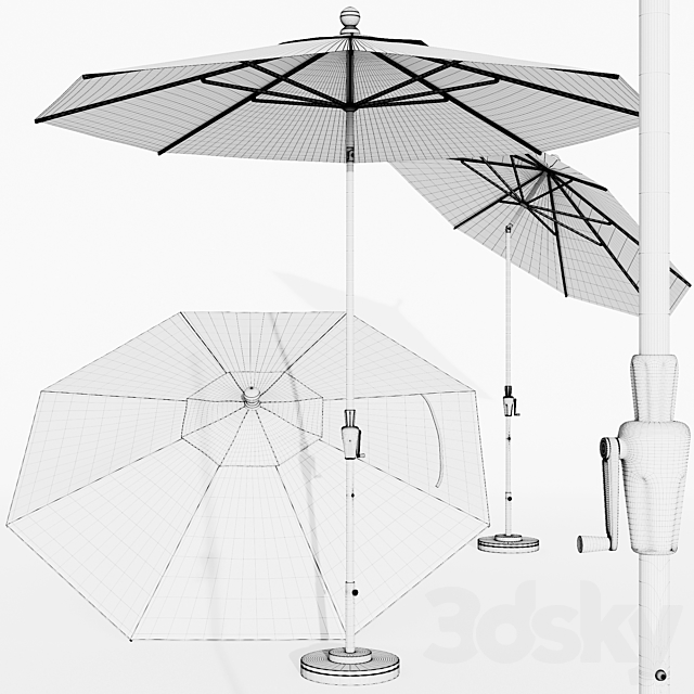 9′ Sunbrella Black Cabana Stripe Outdoor Patio Umbrella with Black Tilt Frame + Reviews 3DSMax File - thumbnail 3