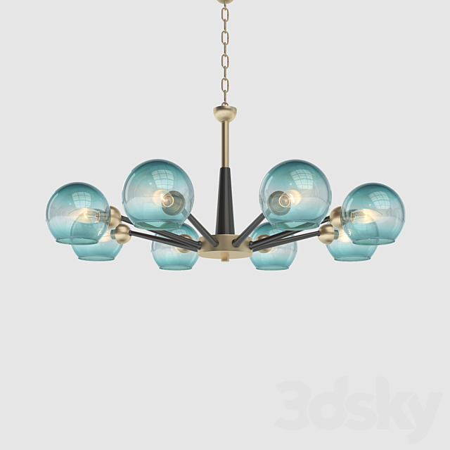Thalia chandelier blue glass 3d