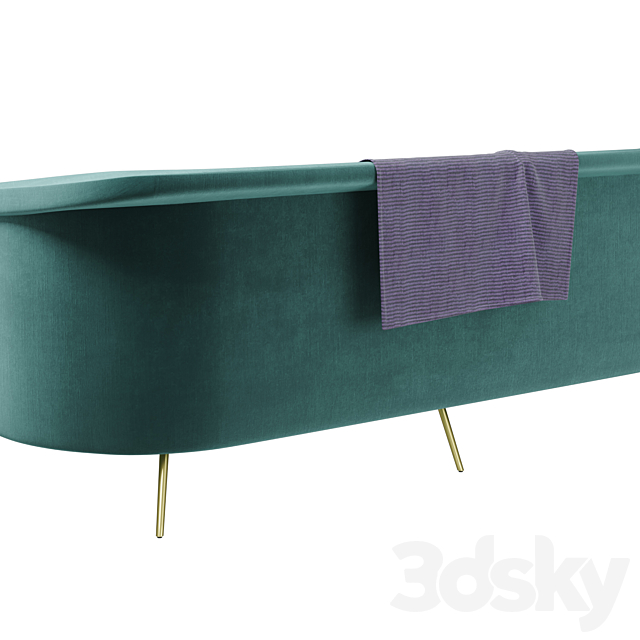 Vicente teal velvet sofa 3DSMax File - thumbnail 2