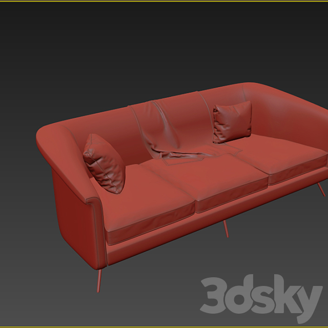 Vicente teal velvet sofa 3DSMax File - thumbnail 3