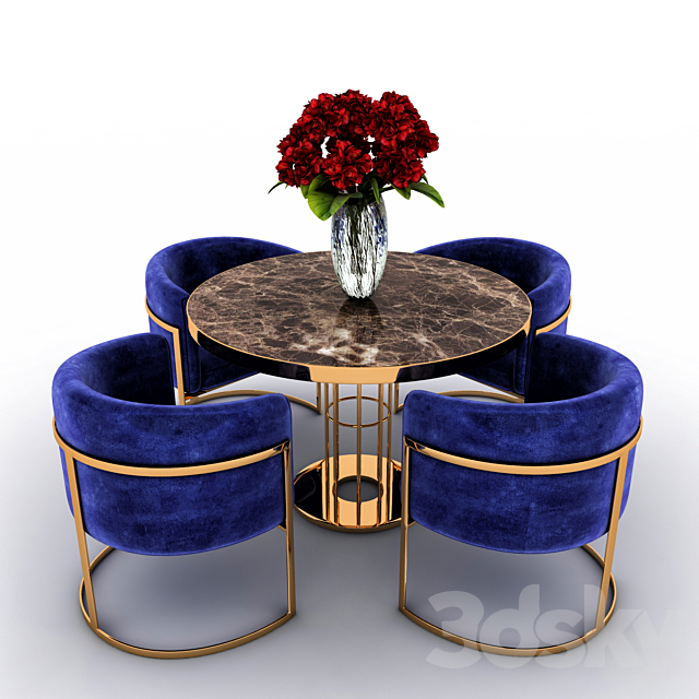 Table and chairs 3DSMax File - thumbnail 1