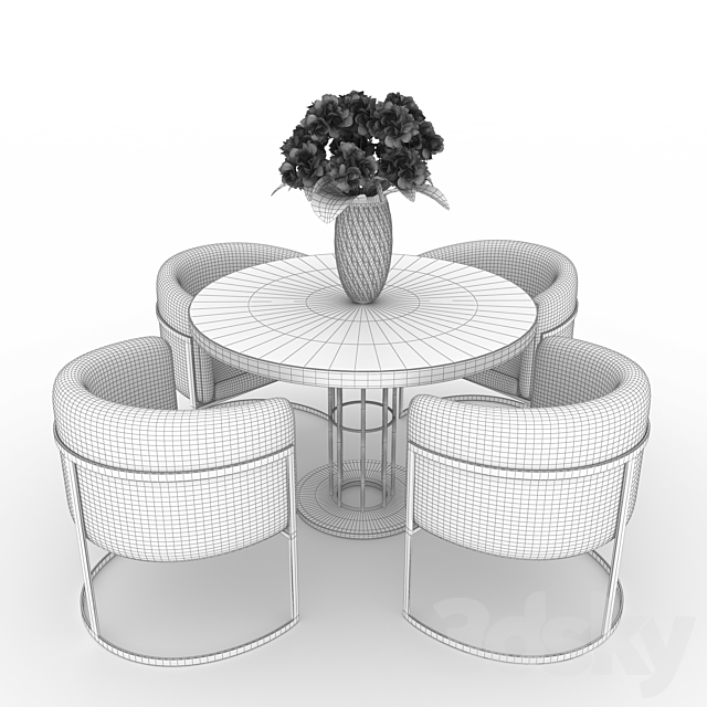 Table and chairs 3DSMax File - thumbnail 3