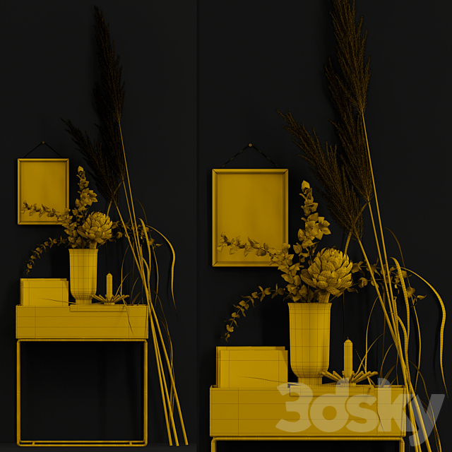 Decor with dry flowers 2 3d
