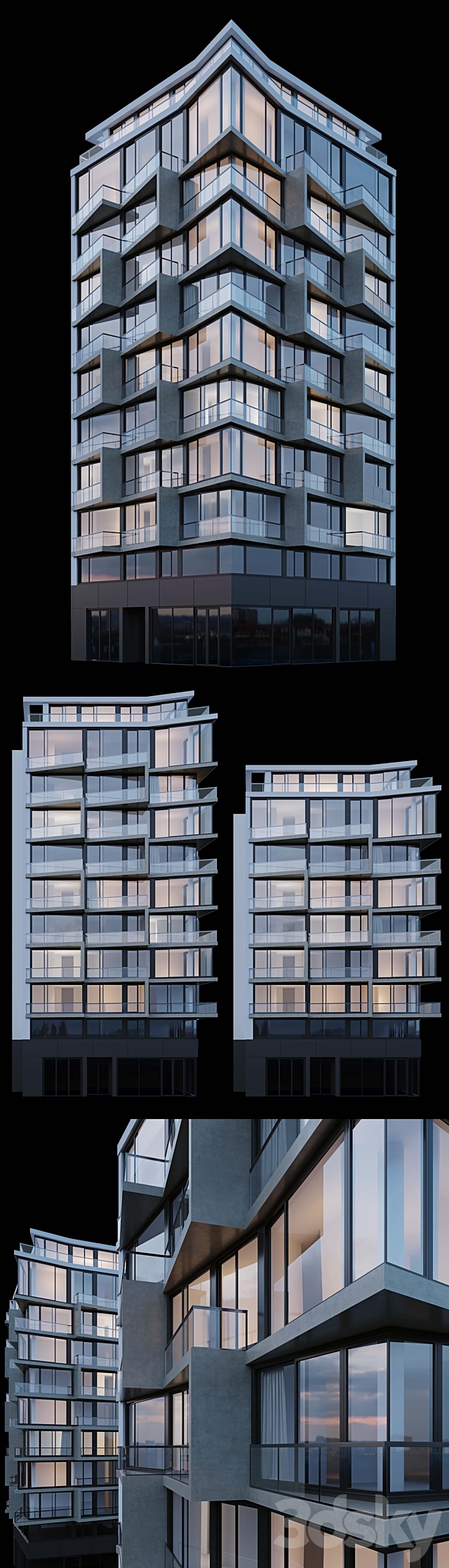 Modern residential building 2 3d