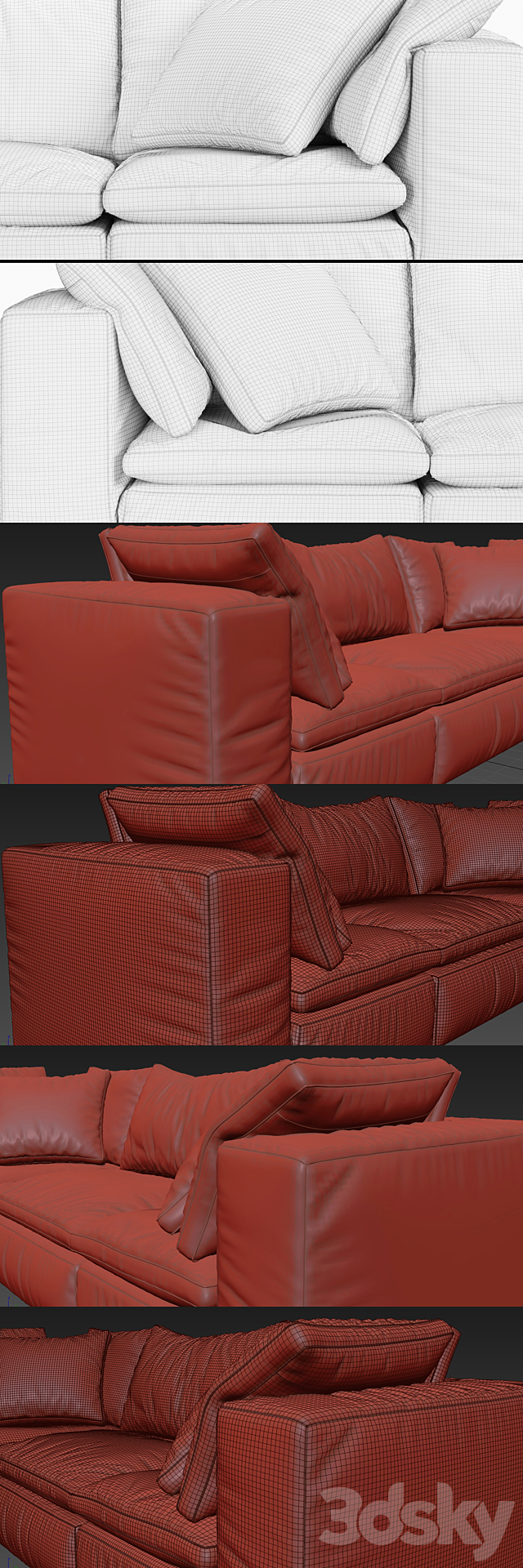 RH Cloud Modular Leather Sofa 3DSMax File - thumbnail 3