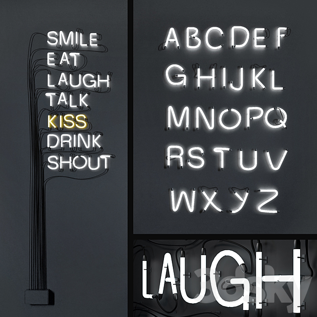Neon letters (whole alphabet) 3DSMax File - thumbnail 1