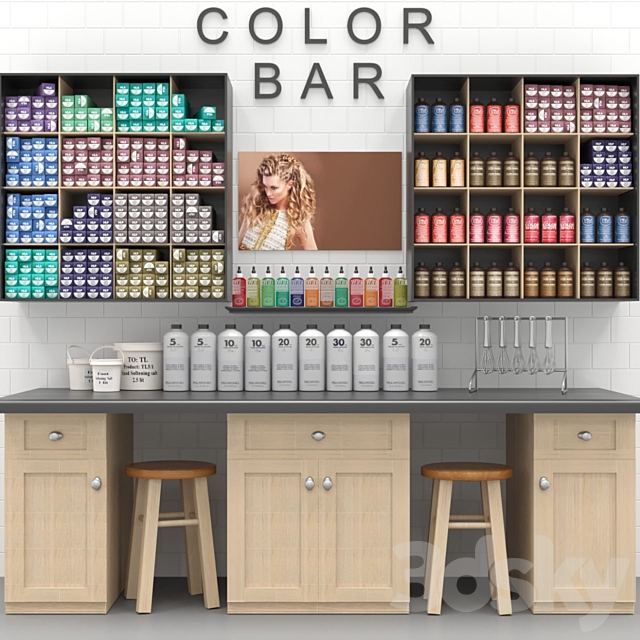 A set of hair dyes in a beauty salon. Collection 3DSMax File - thumbnail 1