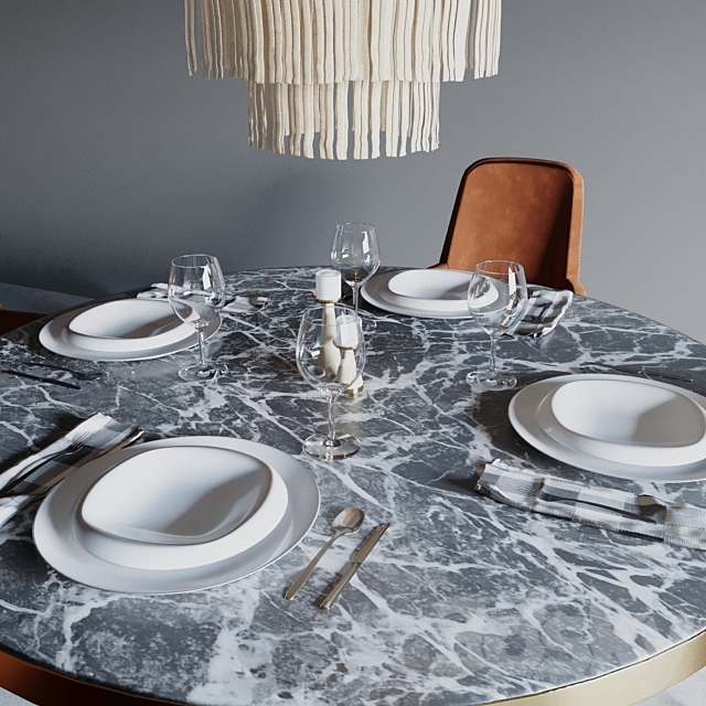 CB2 Dinning set 3d