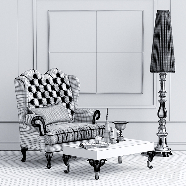Dolfi Adelaide armchir. Floor lamp 3d