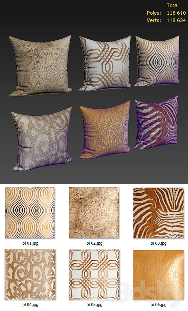 Decorative Pillow set 188 Horchow 3d