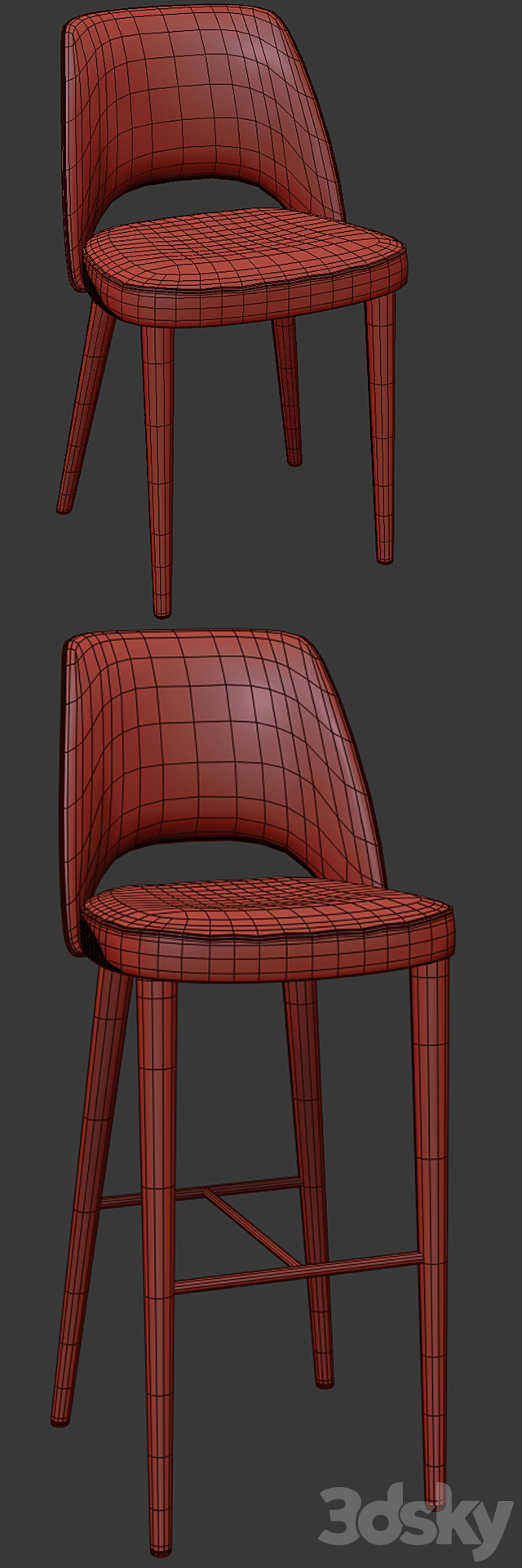 Astor Dining Chair And Bar Stool 3DSMax File - thumbnail 3