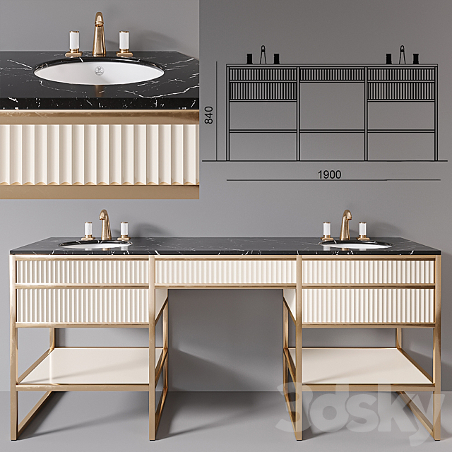 Academy 2x Nero marquinia Console by Oasis Group 3DSMax File - thumbnail 1