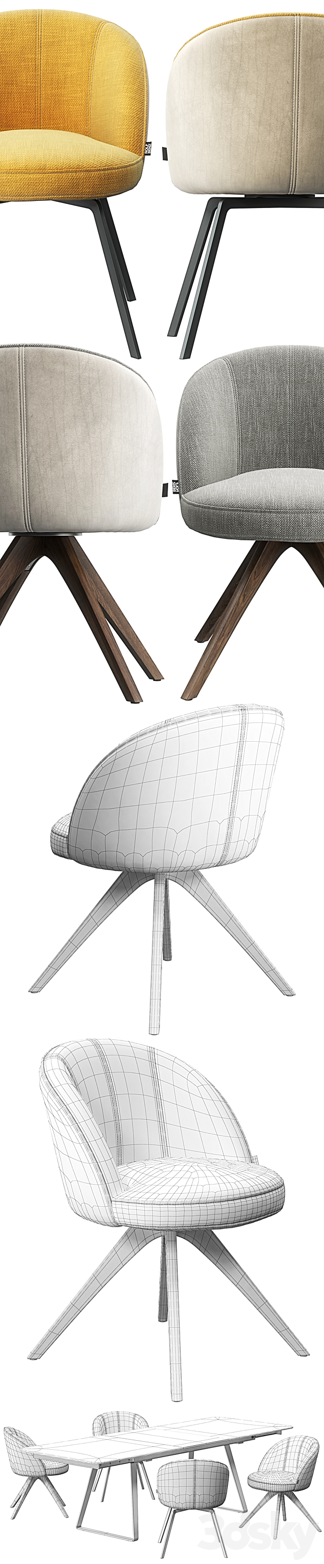 Rolf Benz 629 chair set 3DSMax File - thumbnail 3