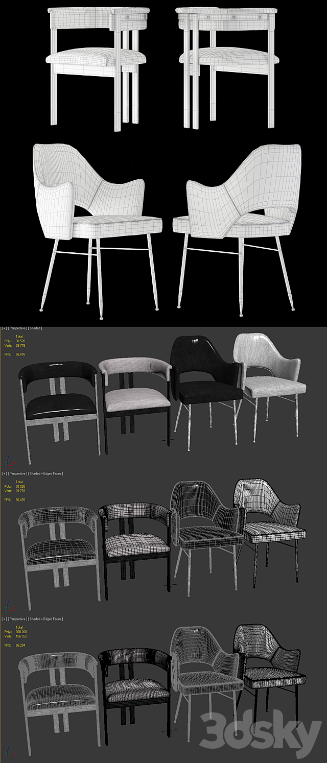 Kelly Wearstler Dining Chairs 3DSMax File - thumbnail 3