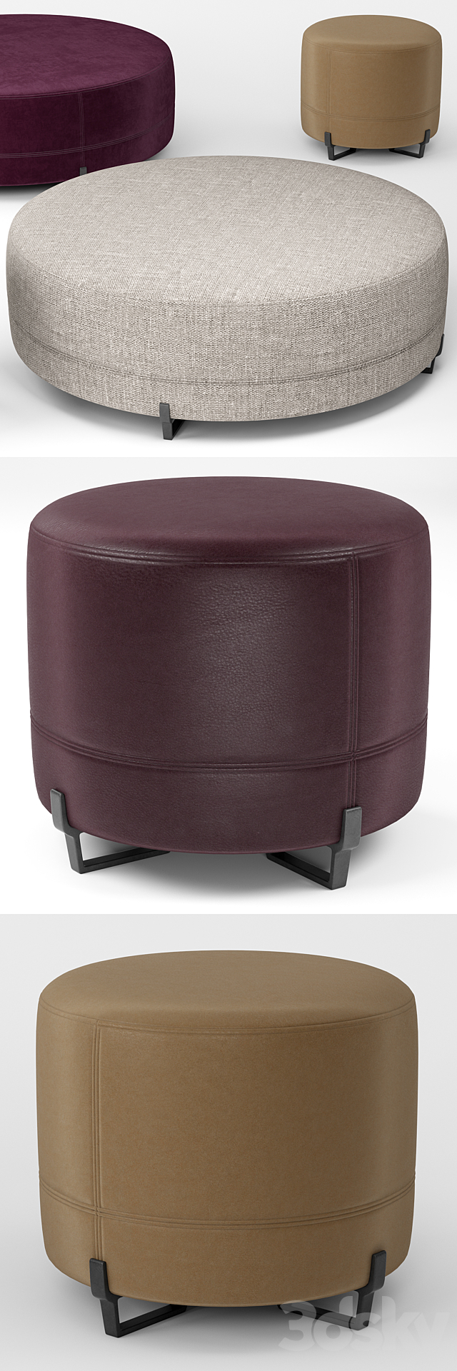 New York round poufs - Poliform 3d