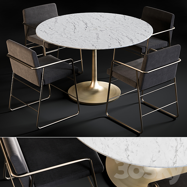 Dining Table Nero & Chair Rouka 3DSMax File - thumbnail 1