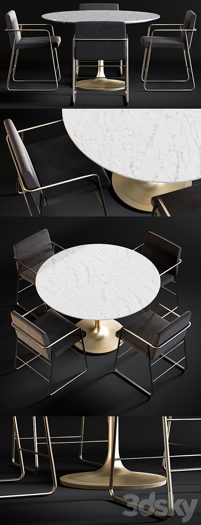 Dining Table Nero & Chair Rouka 3DSMax File - thumbnail 2