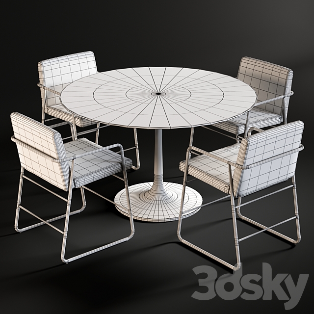 Dining Table Nero & Chair Rouka 3DSMax File - thumbnail 3