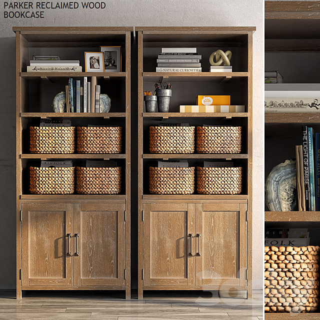 Pottery barn PARKER RECLAIMED WOOD BOOKCASE 3DSMax File - thumbnail 1