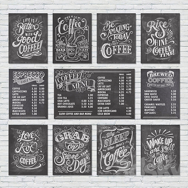 Cafe chalkboards 3d