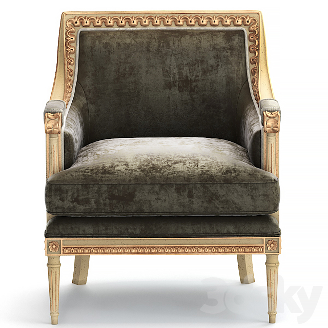 Baker Chair classic upholstery 3DSMax File - thumbnail 2
