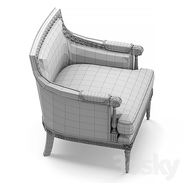 Baker Chair classic upholstery 3DSMax File - thumbnail 3