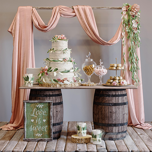 Rustic wedding style sweet table 3DSMax File - thumbnail 1