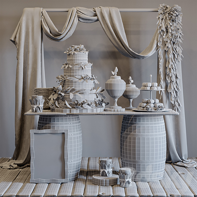 Rustic wedding style sweet table 3DSMax File - thumbnail 3