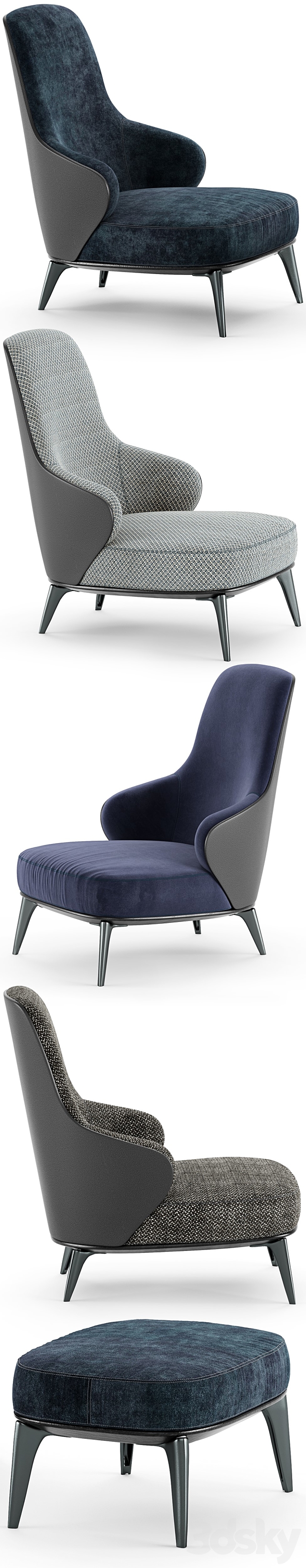 Minotti Leslie Bergere Armchair 3d