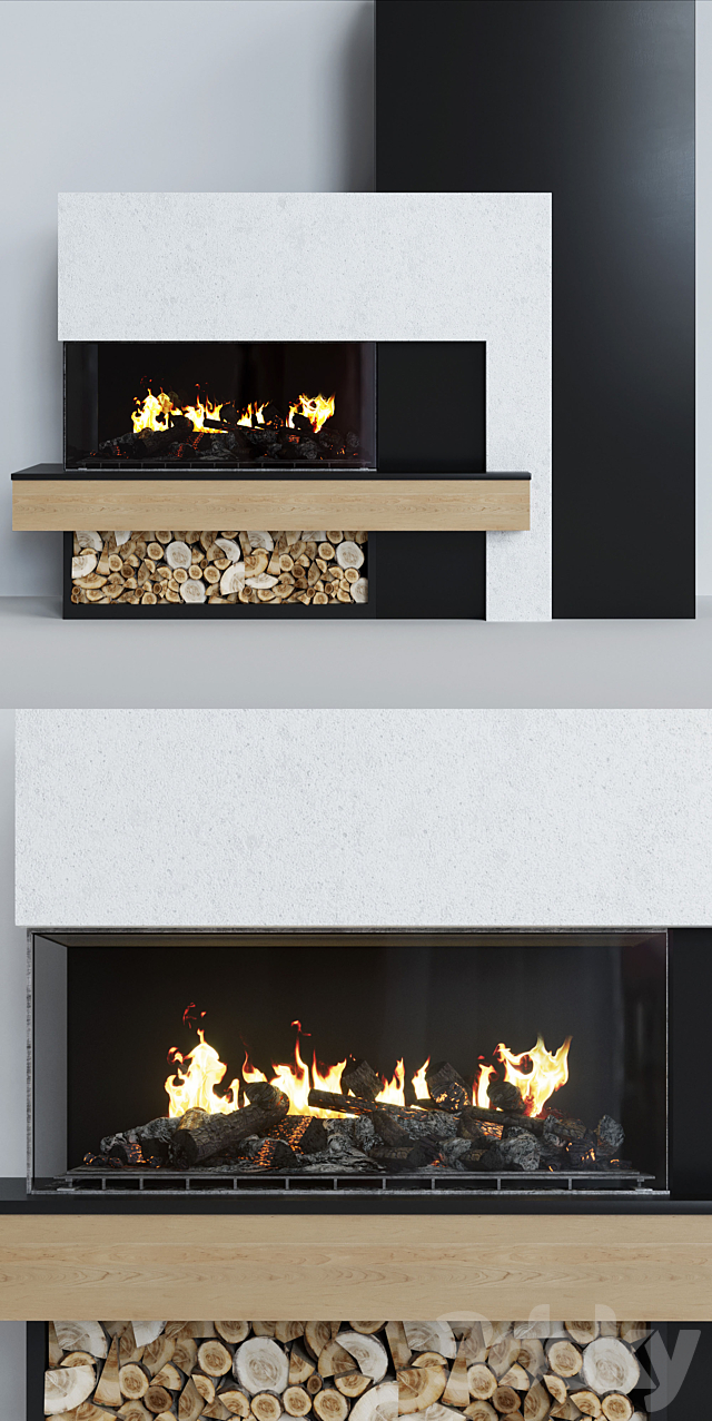 Modern fireplace 7 3d