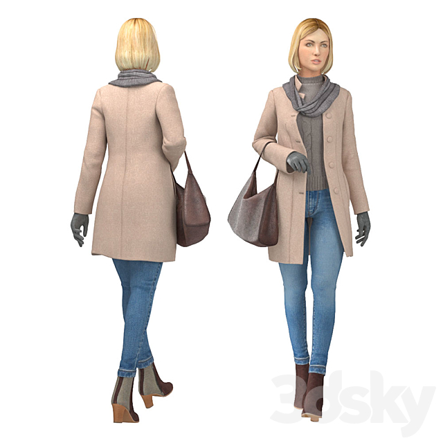 Girl in coat 3DSMax File - thumbnail 1