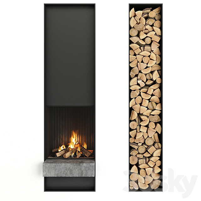 Fireplace and firewood 3DSMax File - thumbnail 1