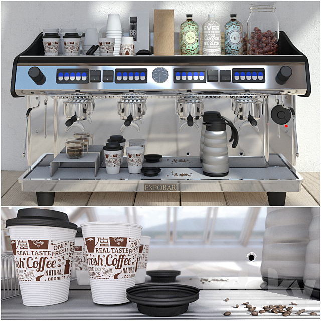 Expobar 4 Group Megacrem Coffee Machine 3DSMax File - thumbnail 1