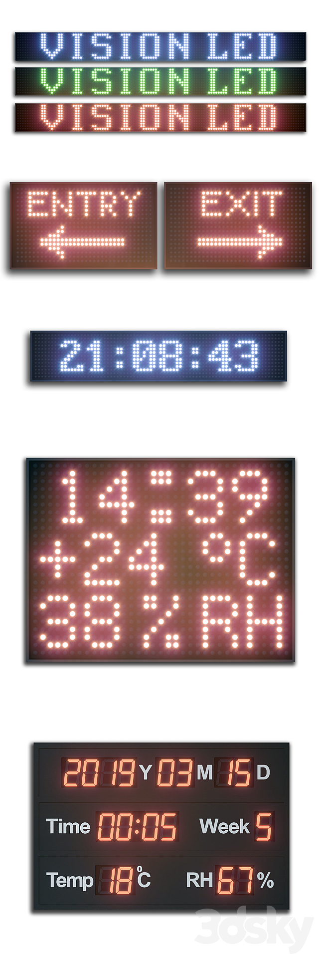 LED display modules. Set 02 3d