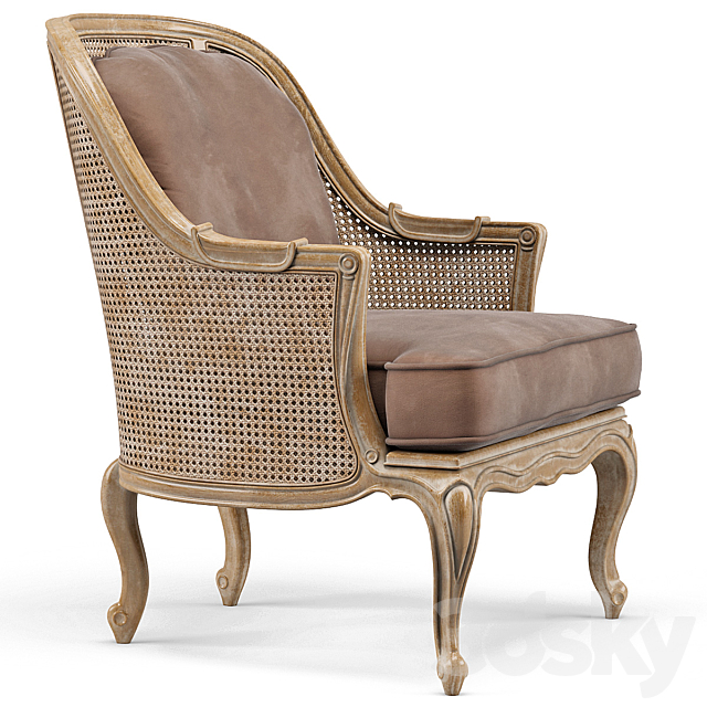 John - Richard Bourges French Caned Accent Bergere Floral Arm 3d