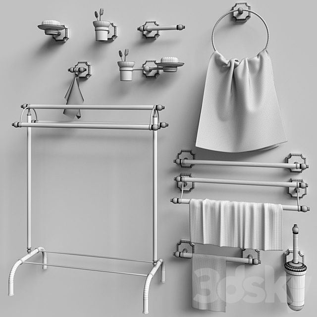 Set of accessories for the bathroom Berkley Gold Gaiamobili 3d