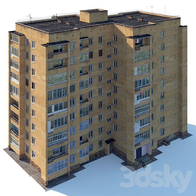 Soviet nine-story house 3d