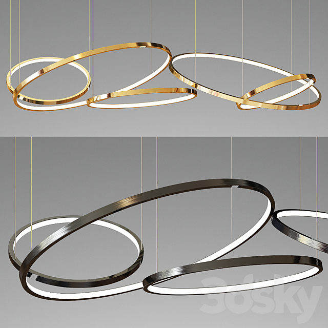Decorative 5 Ring Chandelier – gold and black 3DSMax File - thumbnail 1