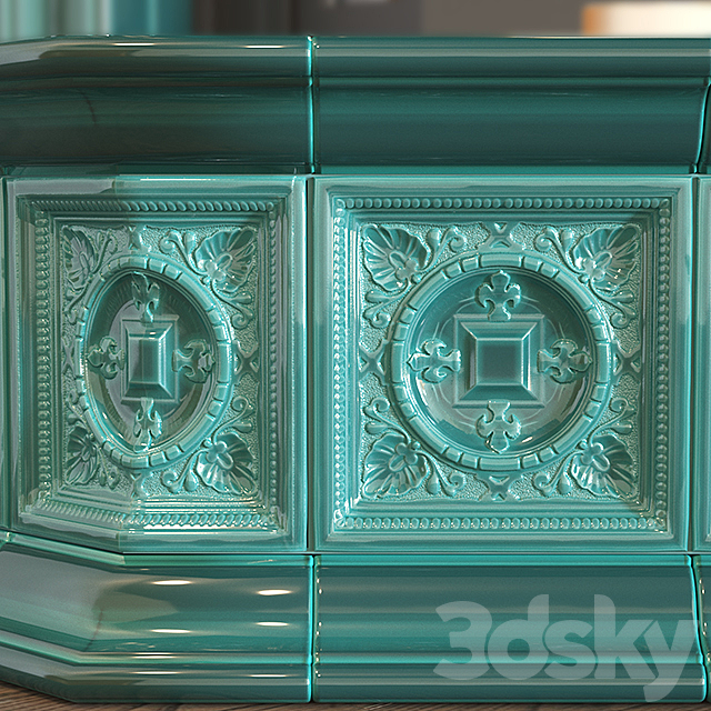 Tiled fireplace 3d