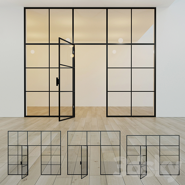 Glass partition. A door. ten 3DSMax File - thumbnail 1