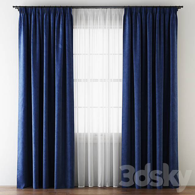 Hovering Velvet Tape Curtains with Tulle 3DSMax File - thumbnail 1