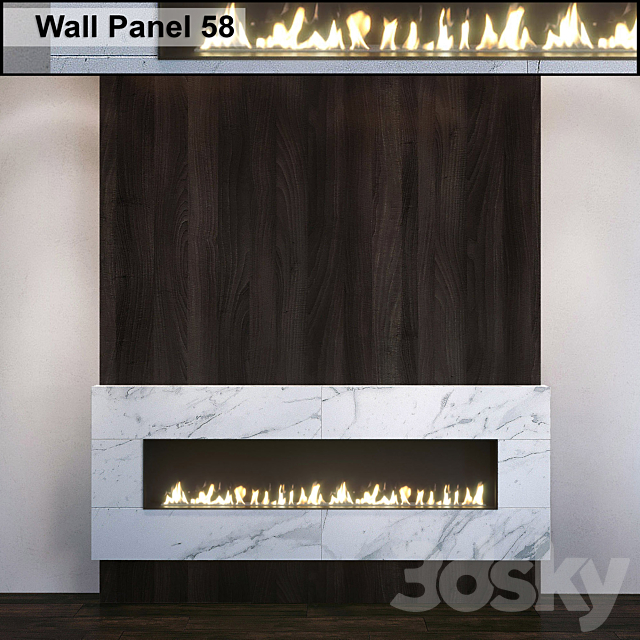 Wall Panel 58. Fireplace 3DSMax File - thumbnail 1