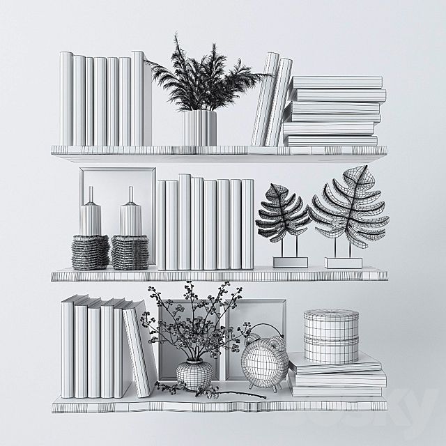 Decorative set for filling shelves 3 3d