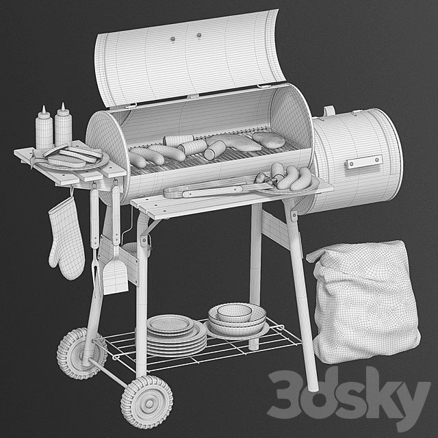 Charcoal grill BBQ 3d