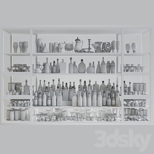 Large bar showcase with strong alcohol. The pub 3d