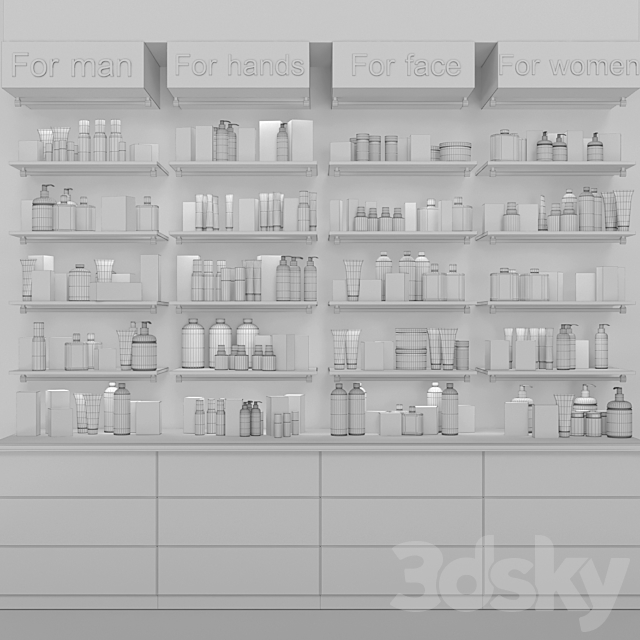 Showcase in pharmacies cosmetics for care. Beauty saloon 3DSMax File - thumbnail 2