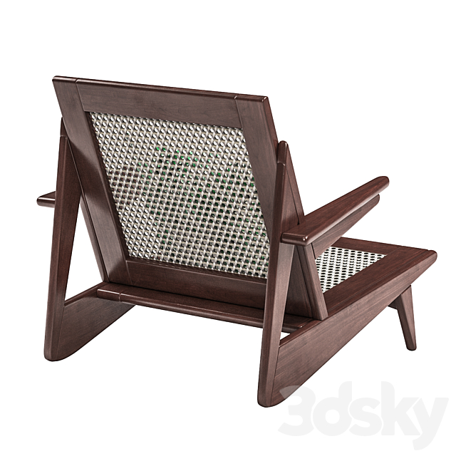 Pierre Jeanneret – Mahogany and Cane Armchair 1950s 3DSMax File - thumbnail 2